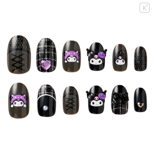 Japan Sanrio Original Nail Tips - Kuromi : All Black Kuromi Mode - 3