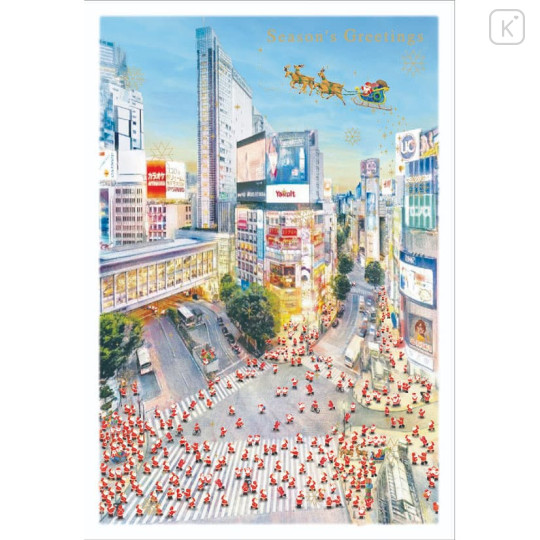 Japan Mini Santa Christmas Card - Shibuya Crossing - 1