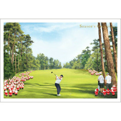Japan Mini Santa Christmas Card - Golf