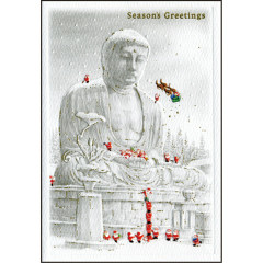 Japan Mini Santa Christmas Card - Great Buddha Kamakura