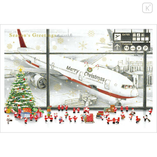 Japan Mini Santa Christmas Card - Airport - 1