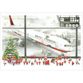 Japan Mini Santa Christmas Card - Airport - 1