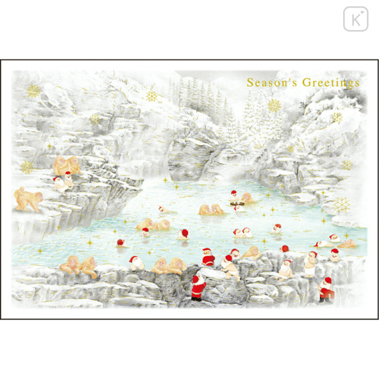 Japan Mini Santa Christmas Card - Jigokudani - 1