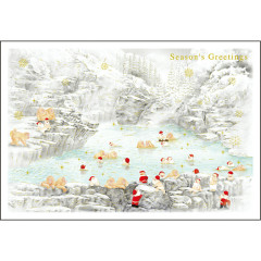 Japan Mini Santa Christmas Card - Jigokudani