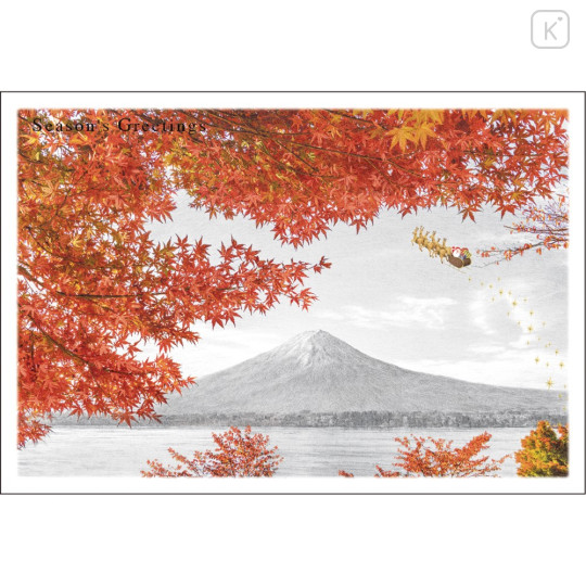 Japan Mini Santa Christmas Card - Autumn foliage at Mt.Fuji - 1
