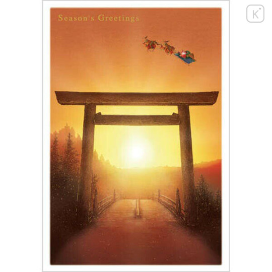 Japan Mini Santa Christmas Card - Torii gate - 1