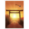 Japan Mini Santa Christmas Card - Torii gate - 1