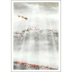 Japan Mini Santa Christmas Card - Takeda Castle