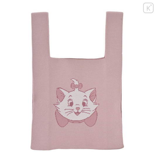 Japan Disney Store Jacquard Woven Mini Tote Bag - Marie : Face Pink Knit Bag - 1