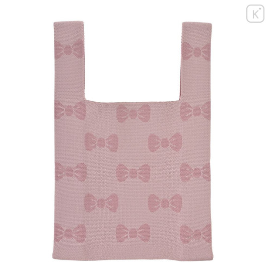 Japan Disney Jacquard Woven Mini Tote Bag - Marie : Face Pink Knit Bag - 2