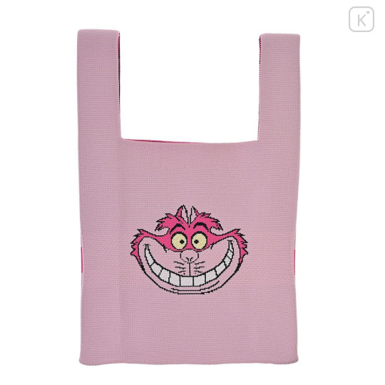 Japan Disney Jacquard Woven Mini Tote Bag - Cheshire Cat : Face Pink Knit Bag - 1