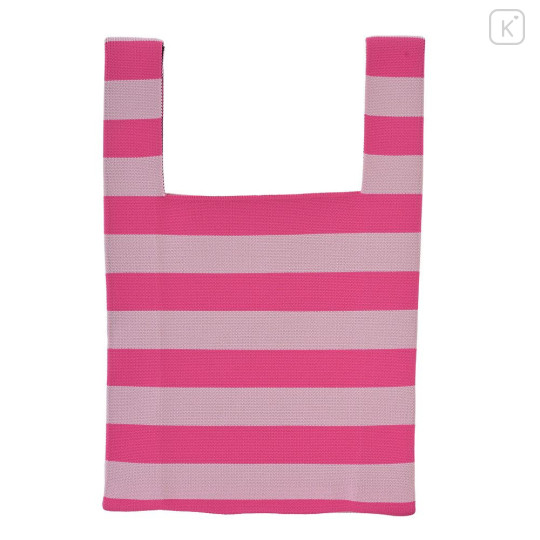 Japan Disney Jacquard Woven Mini Tote Bag - Cheshire Cat : Face Pink Knit Bag - 3