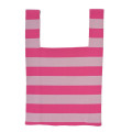 Japan Disney Jacquard Woven Mini Tote Bag - Cheshire Cat : Face Pink Knit Bag - 3