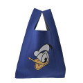 Japan Disney Jacquard Woven Mini Tote Bag - Donald : Face Navy Knit Bag - 4