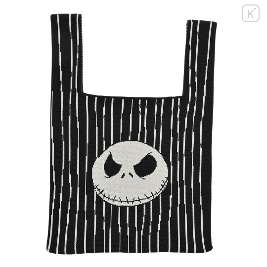Japan Disney Jacquard Woven Mini Tote Bag - Jack Skellington : Face Knit Bag - 1