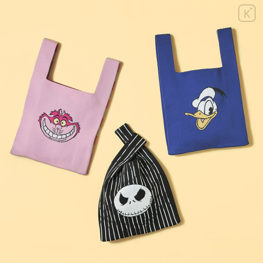 Japan Disney Jacquard Woven Mini Tote Bag - Jack Skellington : Face Knit Bag - 2