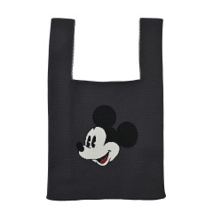 Japan Disney Store Jacquard Woven Mini Tote Bag - Mickey : Face Black Knit Bag