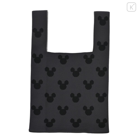 Japan Disney Store Jacquard Woven Mini Tote Bag - Mickey : Face Black Knit Bag - 2
