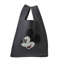 Japan Disney Jacquard Woven Mini Tote Bag - Mickey : Face Black Knit Bag - 3