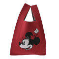 Japan Disney Store Jacquard Woven Mini Tote Bag - Minnie : Face Wine Red Knit Bag - 3