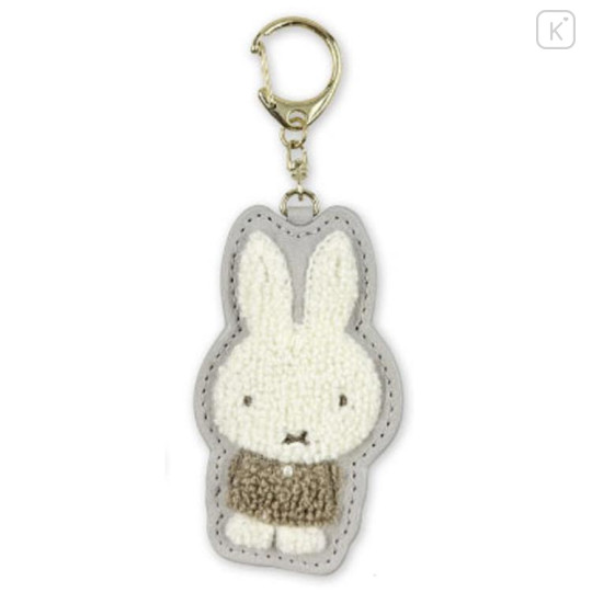 Japan Miffy Embroidered Patch Mascot Bag Charm Keychain - Miffy : 70th Anniversary Grey - 1