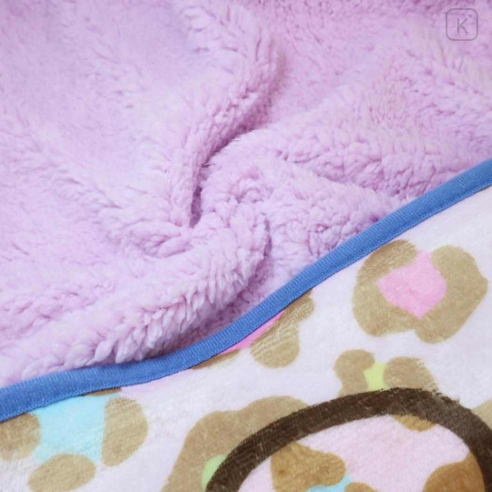 Japan Sanrio Fleece Lap Blanket - Hello Kitty : Tokimeki Heisei Kogal Leopard Pink - 2