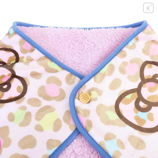 Japan Sanrio Fleece Lap Blanket - Hello Kitty : Tokimeki Heisei Kogal Leopard Pink - 3