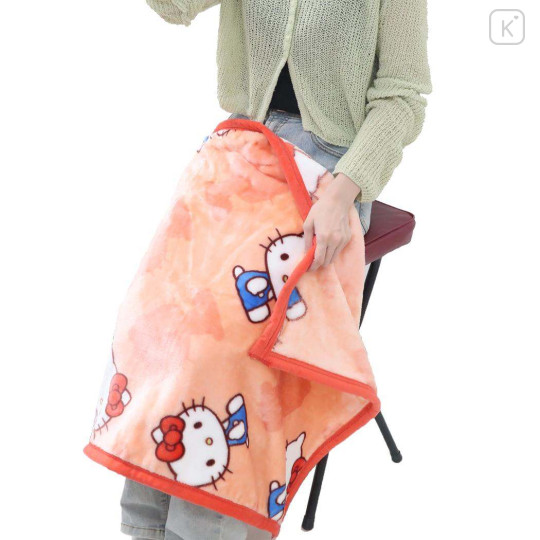 Japan Sanrio Flannel Lap Blanket - Hello Kitty : Orange - 4