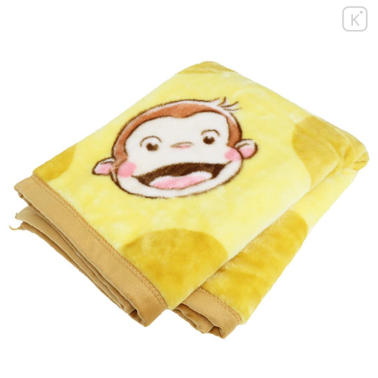 Japan Curious George Flannel Lap Blanket - Face Yellow - 3
