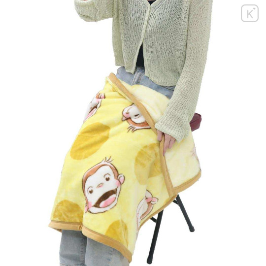 Japan Curious George Flannel Lap Blanket - Face Yellow - 4