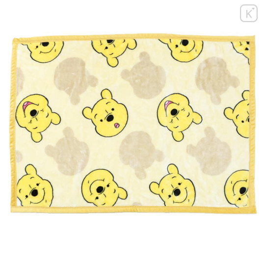 Japan Disney Flannel Lap Blanket - Pooh : Face Yellow - 1