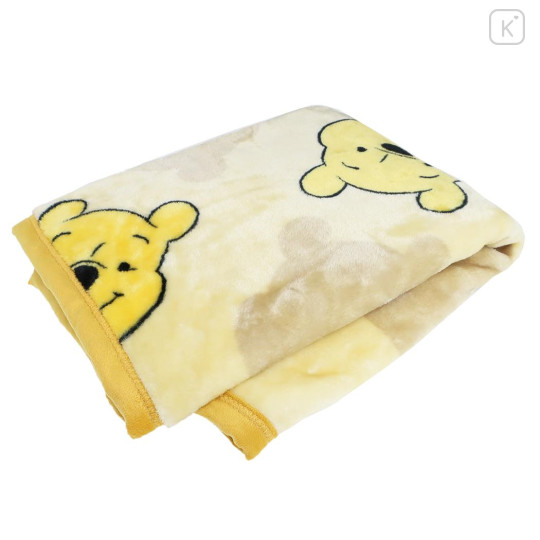 Japan Disney Flannel Lap Blanket - Pooh : Face Yellow - 3