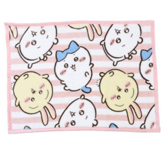 Japan Chiikawa Flannel Lap Blanket - Chiikawa & Hachiware & Usagi : Pink Striped