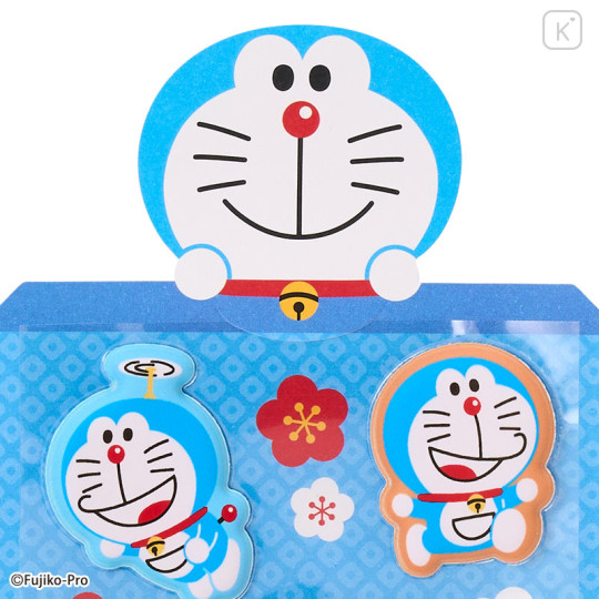 Japan Sanrio Original Mini Envelope with Puffy Sticker - Doraemon : New Year Plum Blossom - 3