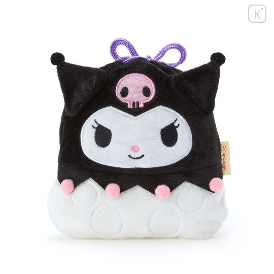 Japan Sanrio Original Character-Shaped Drawstring Bag with Snack - Kuromi : Face - 1