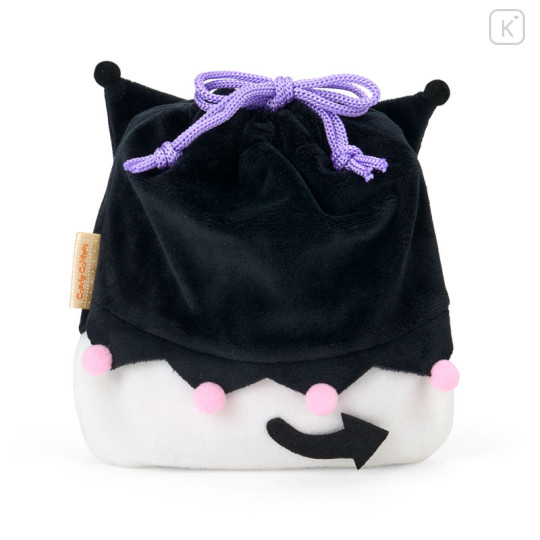 Japan Sanrio Original Character-Shaped Drawstring Bag with Snack - Kuromi : Face - 2