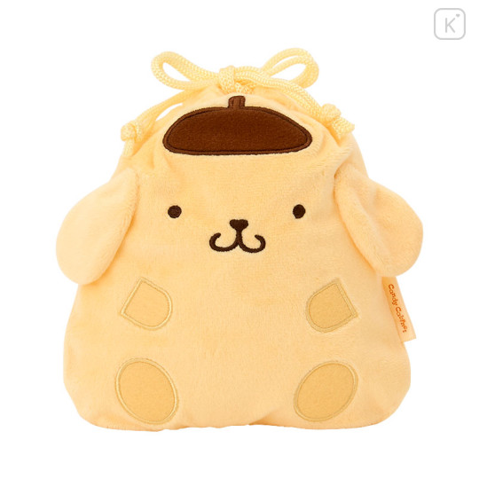 Japan Sanrio Original Character-Shaped Drawstring Bag with Snack - Pompompurin : Face - 1