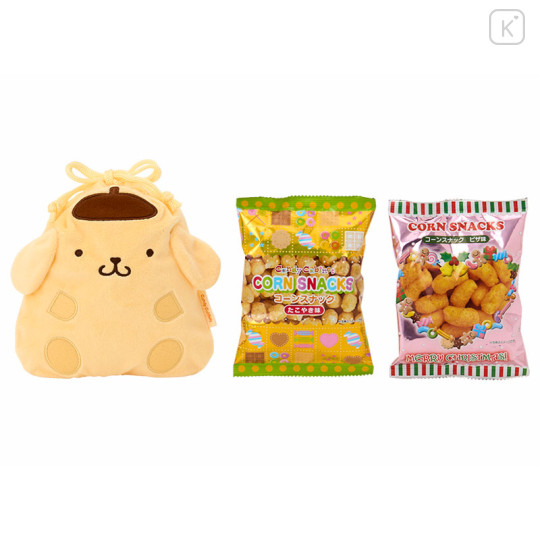 Japan Sanrio Original Character-Shaped Drawstring Bag with Snack - Pompompurin : Face - 3