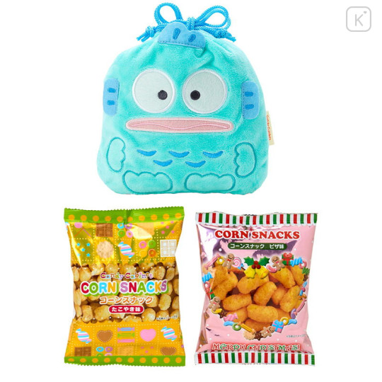 Japan Sanrio Original Character-Shaped Drawstring Bag with Snack - Hangyodon : Face - 3