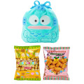Japan Sanrio Original Character-Shaped Drawstring Bag with Snack - Hangyodon : Face - 3