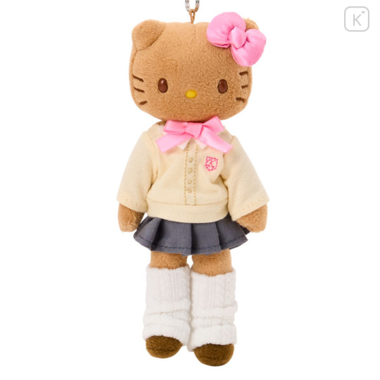 Japan Sanrio Original Mascot Holder - Hello Kitty : Sanrio Closet Collection Kogal Gogo Gal School Uniform Tan Style Up Cream - 2