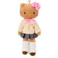 Japan Sanrio Original Mascot Holder - Hello Kitty : Sanrio Closet Collection Kogal Gogo Gal School Uniform Tan Style Up Cream - 2