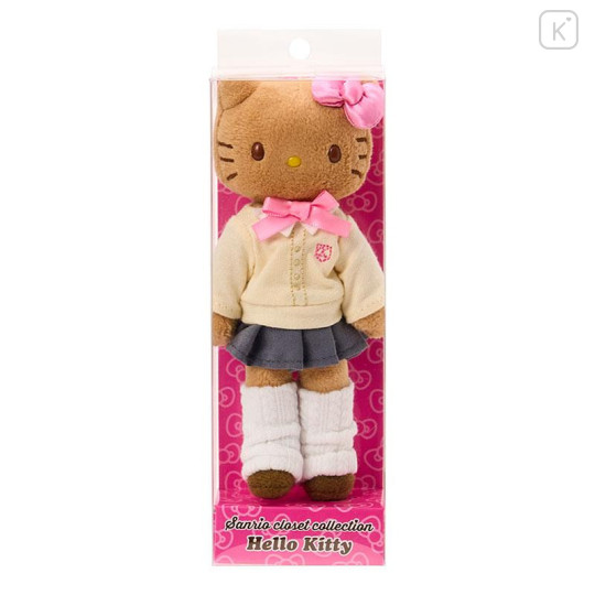 Japan Sanrio Original Mascot Holder - Hello Kitty : Sanrio Closet Collection Kogal Gogo Gal School Uniform Tan Style Up Cream - 4