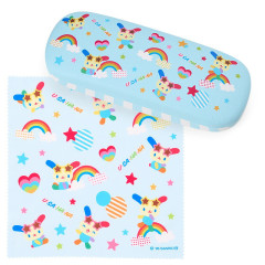 Japan Sanrio Glasses Case with Cleaning Cloth - Usahana : Blue