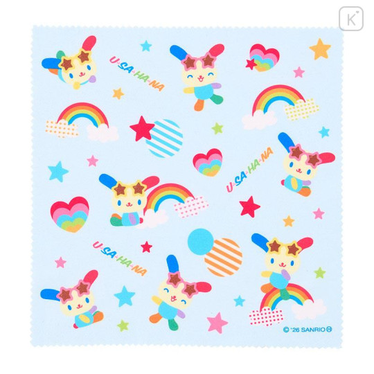 Japan Sanrio Glasses Case with Cleaning Cloth - Usahana : Blue - 4