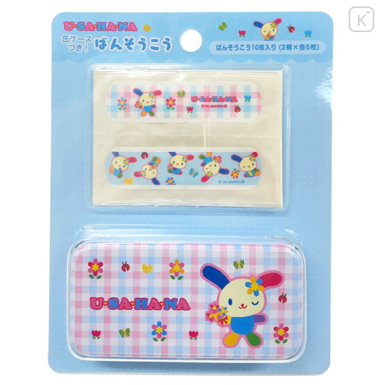 Japan Sanrio Original Bandages with Tin Case - Usahana : Blue - 1