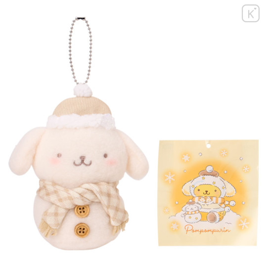 Japan Sanrio Original Mascot Holder with Ramune - Pompompurin : Snowman - 1