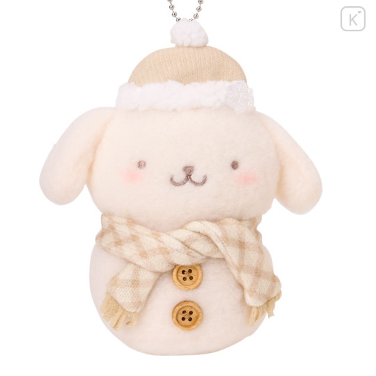 Japan Sanrio Original Mascot Holder with Ramune - Pompompurin : Snowman - 2
