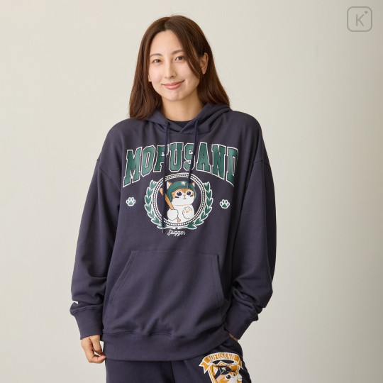 Japan Mofusand Sweatshirt Hoodie (M) - Slugger Cat Navy - 2