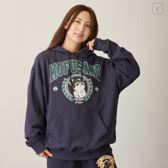 Japan Mofusand Sweatshirt Hoodie (M) - Slugger Cat Navy - 3